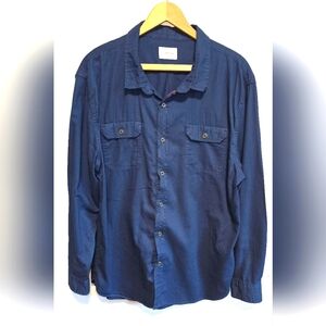 Jachs Navy Blue Cotton Button-Up Shirt - XXL